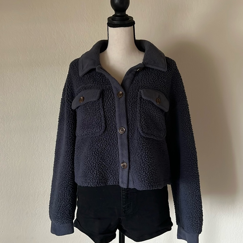 Loose fit, super soft button down crop top
